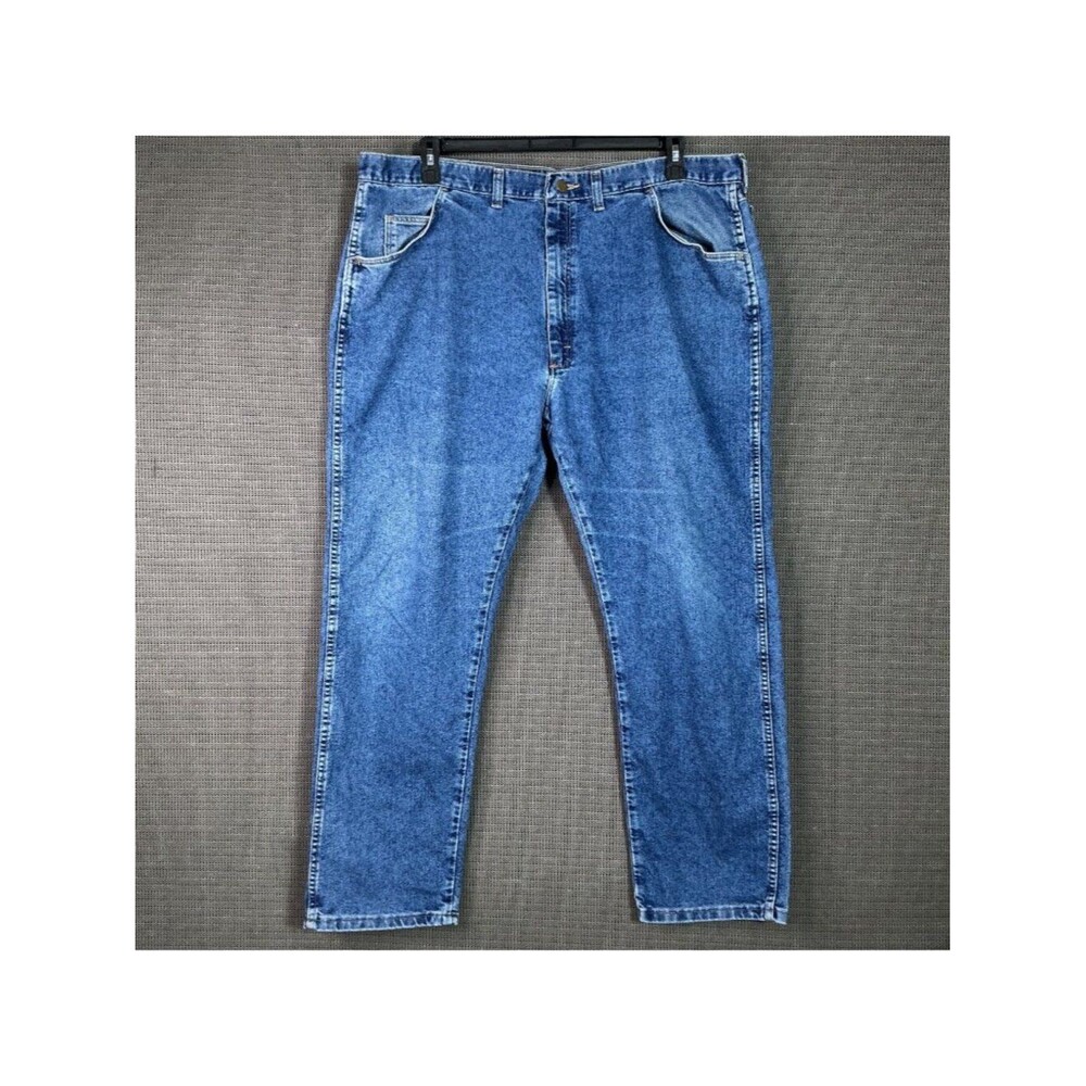 Wrangler Men's Classic Blue Denim Jeans 42x30 Relaxed Fit Premium Quality Style